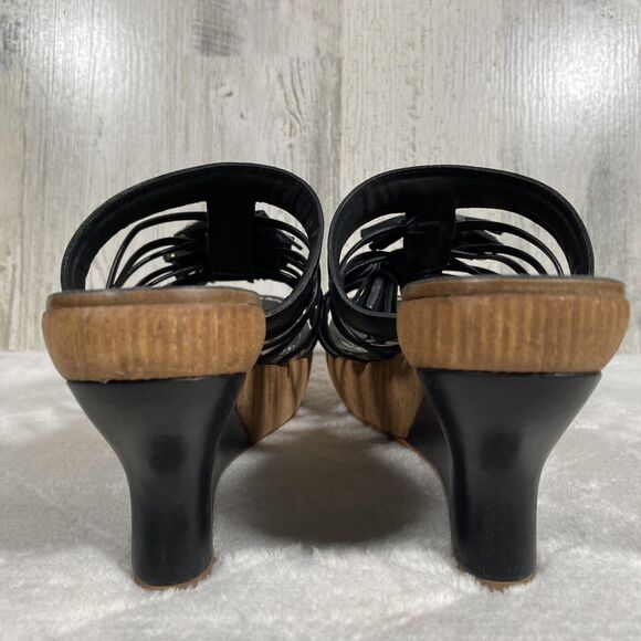 Leifsdottir Olli Wood Wedges Black Tassel Strappy Platform Sandal EU 38 US 7-7.5 - Picture 6 of 11
